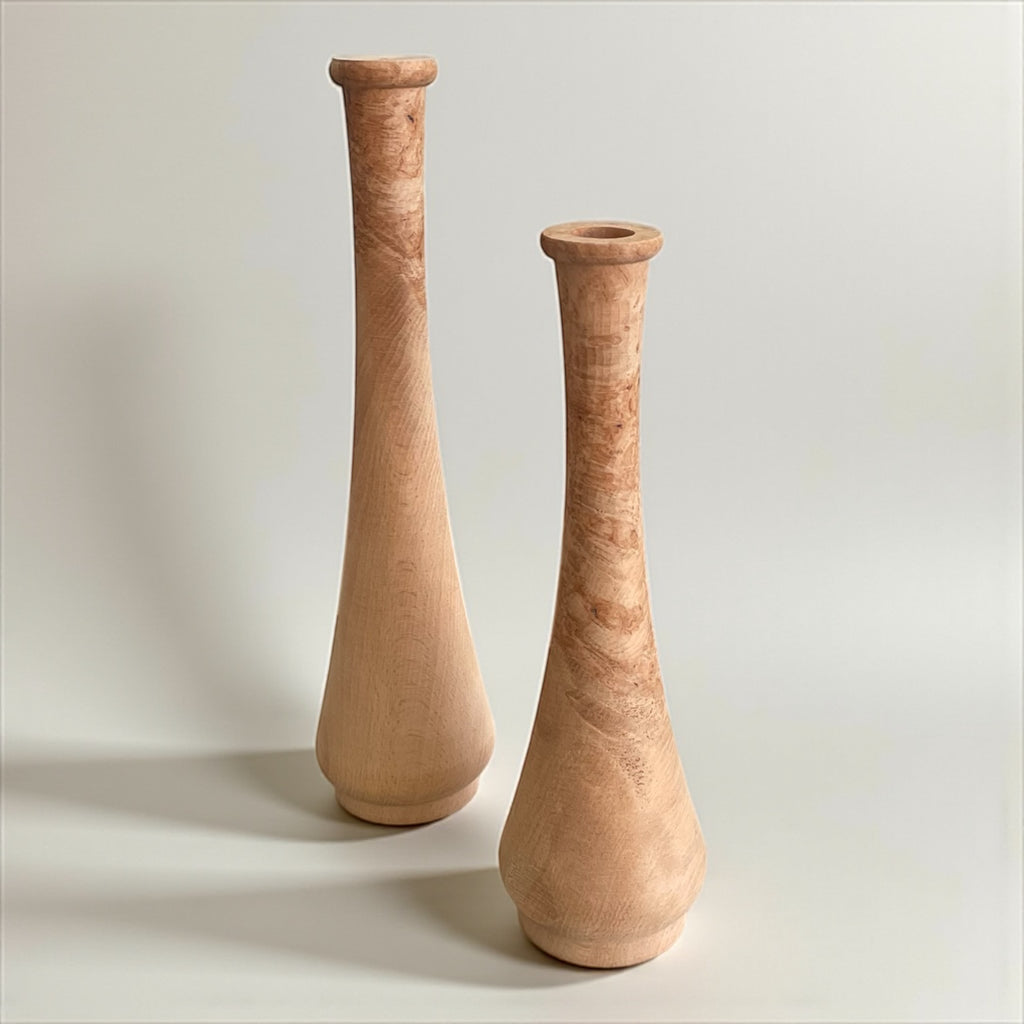 KABUQ Elegance - El Yapımı İkili Kayın Vazo Seti