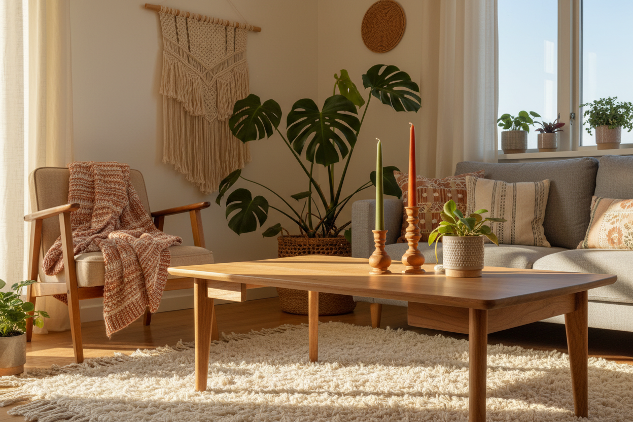 Bohem mekan yeşil turuncu