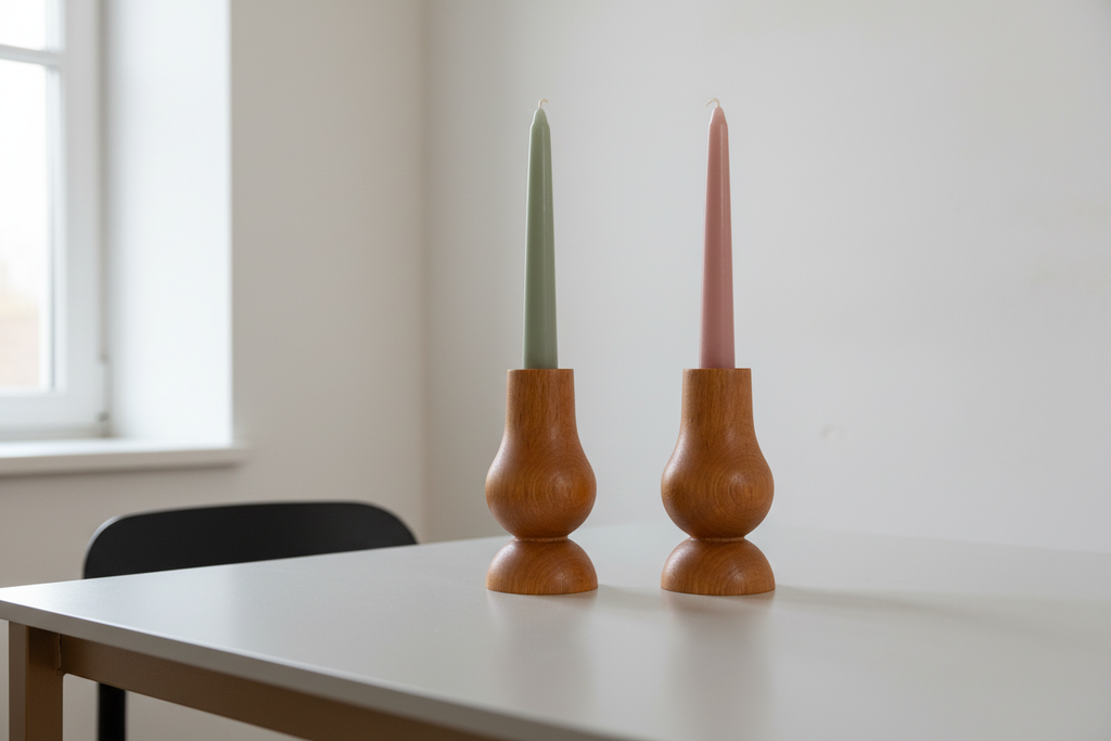 İkili şamdan seti - pastel renkli mumlarla