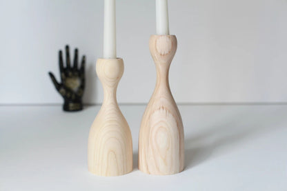 KABUQ Natura Duo 2'li Şamdan, Mumluk Set (DişBudak)