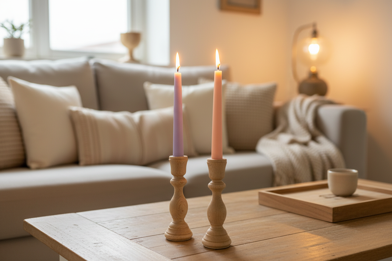 Kahve masası - pastel mumlar