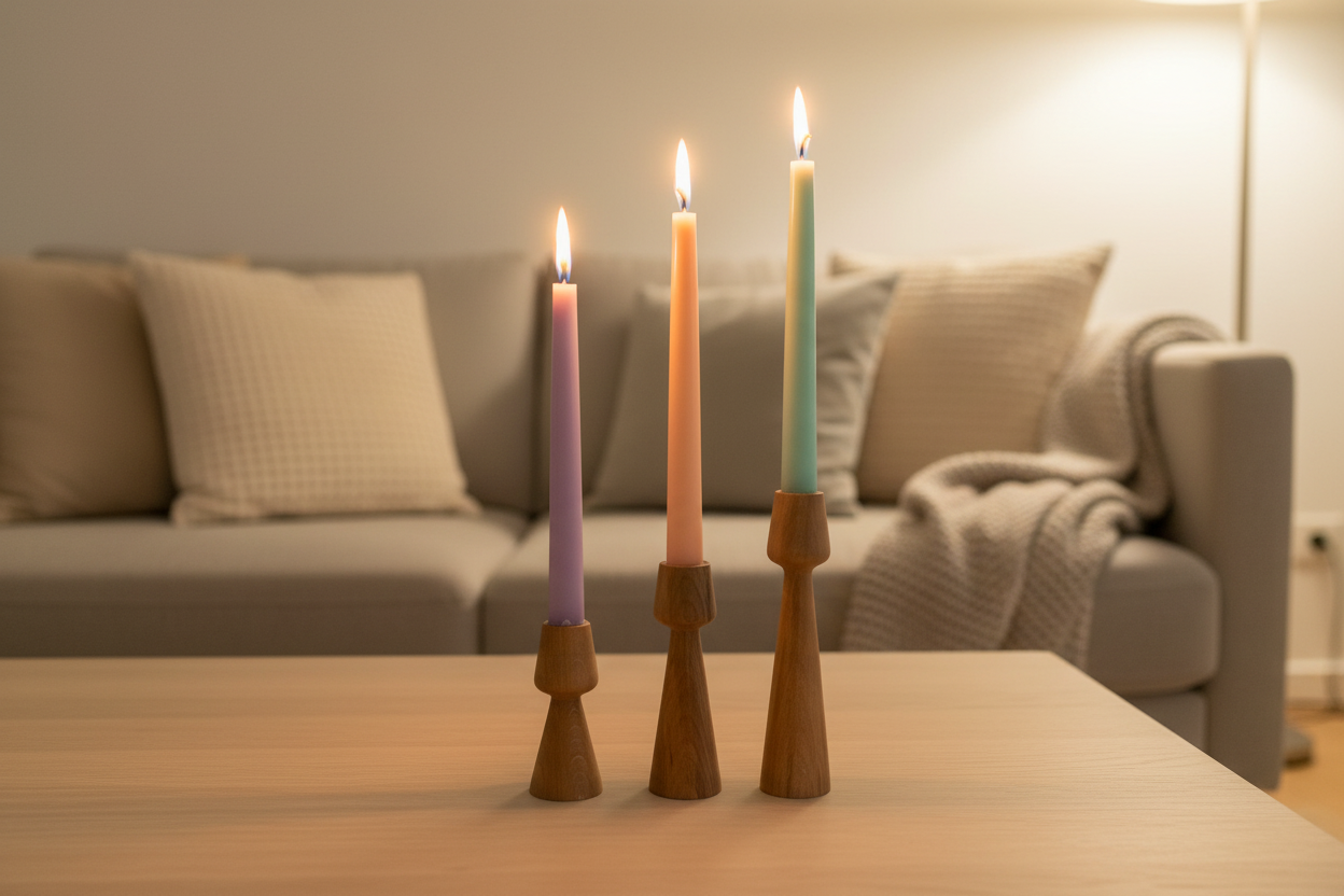 Kahve masası - pastel mumlar