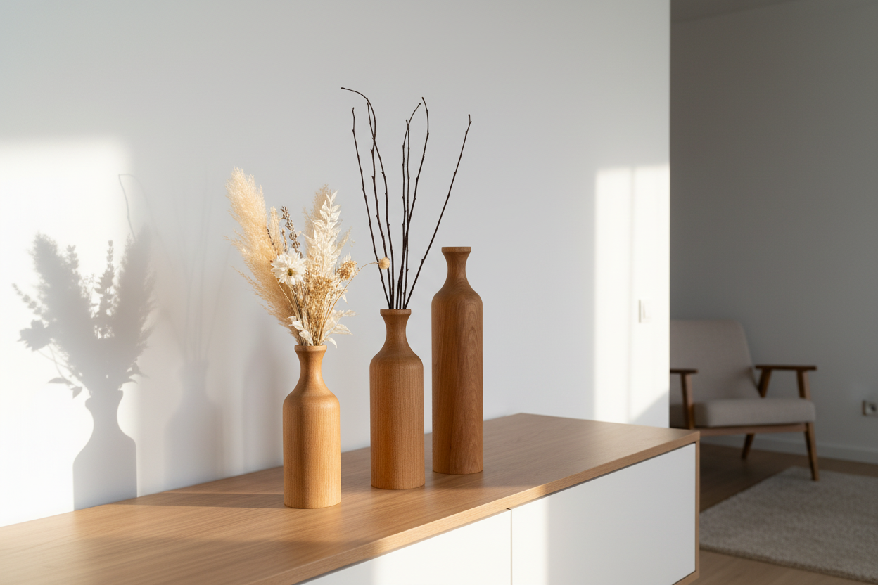 Konsol - üçlü vazo seti