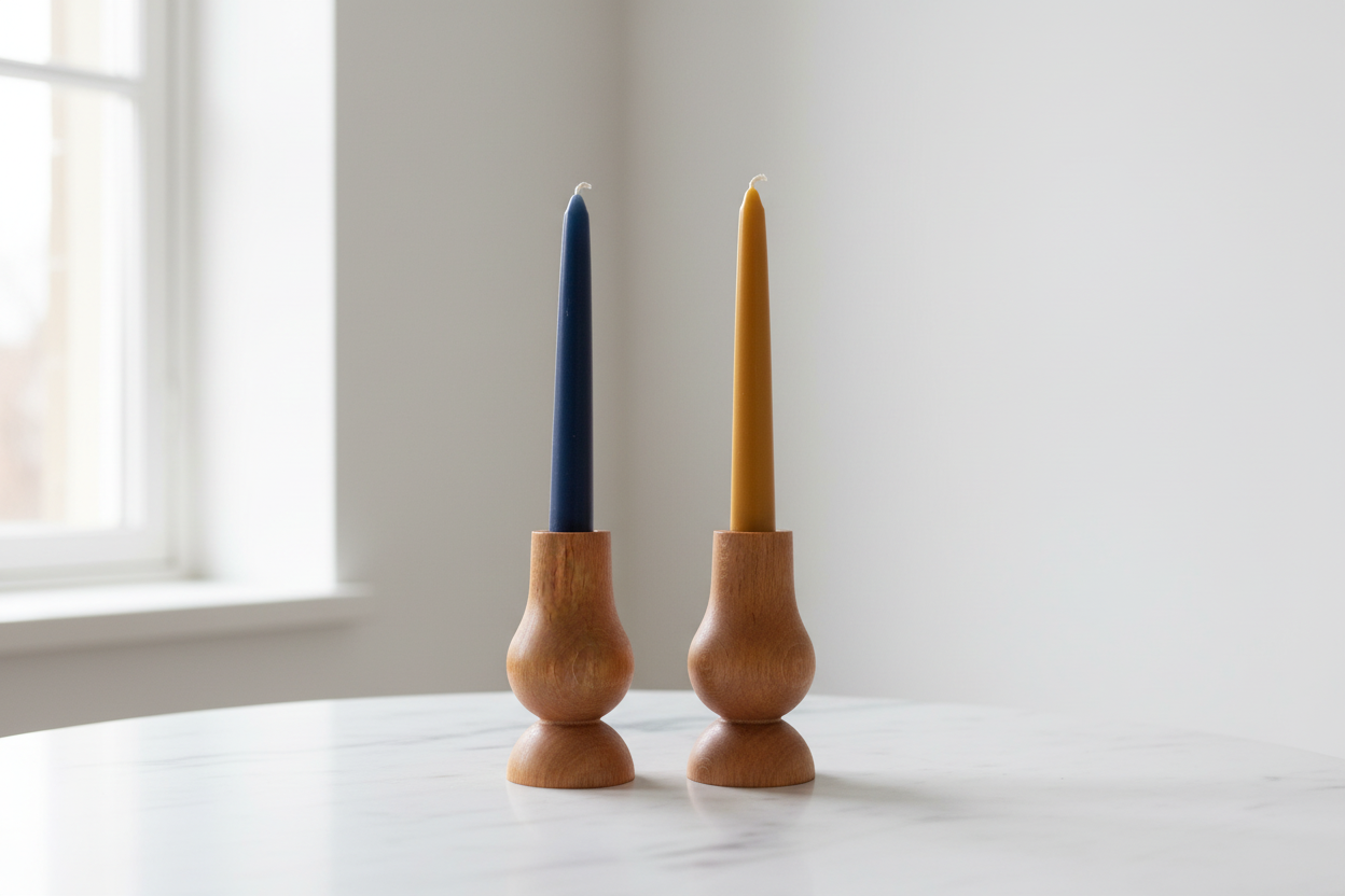 Minimalist iç mekanda şamdan seti