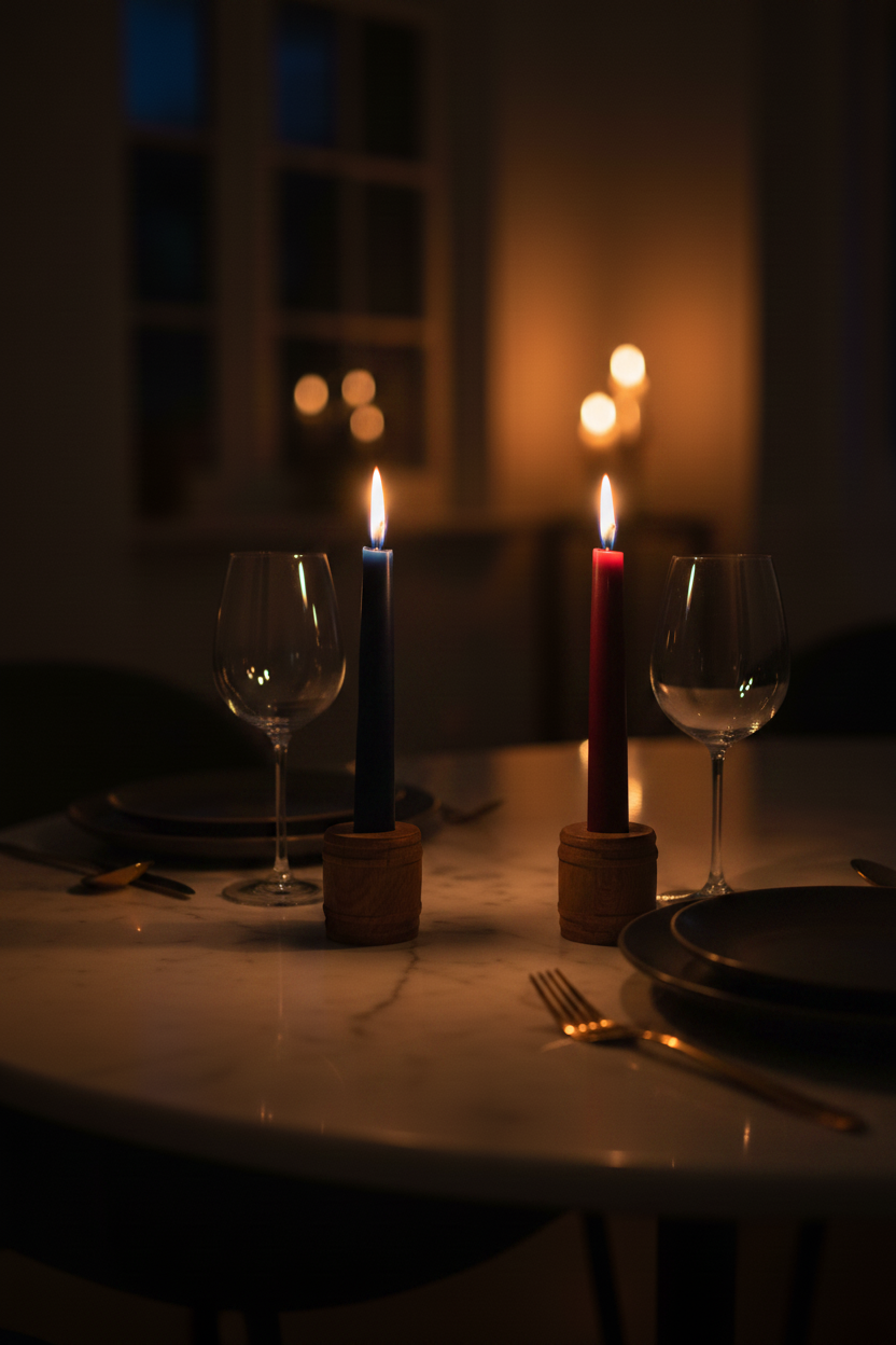 Navy Burgundy Candles